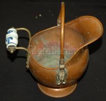 Régi réz gyújtóstartó porcelán fogantyúval 21cm