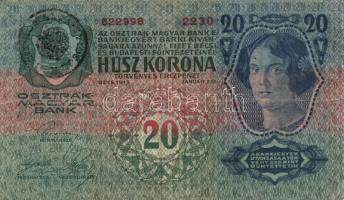 1913. 20K (4x) román felülbélyegzéssel T:II-,III