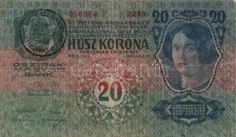 1913. 20K (4x) román felülbélyegzéssel T:II-,III