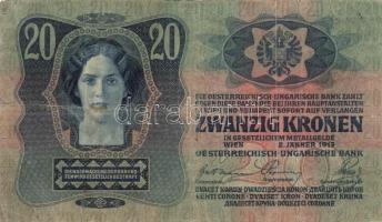 1913. 20K (4x) román felülbélyegzéssel T:II-,III