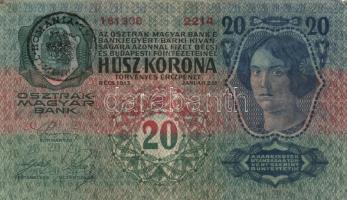 1913. 20K (4x) román felülbélyegzéssel T:II-,III