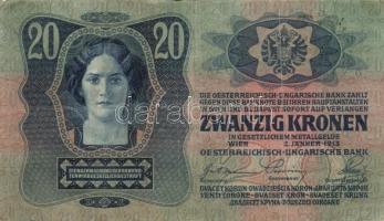 1913. 20K (4x) román felülbélyegzéssel T:II-,III