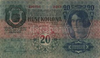 1913. 20K (4x) román felülbélyegzéssel T:II-,III