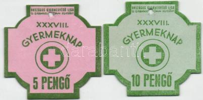 Budapest 1944. 5 pengő + 10 pengő megváltási jelvény érték a XXXVIII. Gyermeknapon T:2