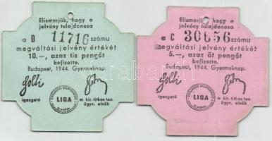 Budapest 1944. 5 pengő + 10 pengő megváltási jelvény érték a XXXVIII. Gyermeknapon T:2