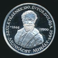 Lapis András/Szabó Géza: Munkácsy Mihály születésének 150. évfordulójára készült Ag(999) emlékérem (31,1g/38,6mm) eredeti dísztokban, sorszámozott tanúsítvánnyal T:PP Csak 1000db!