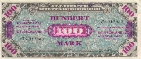 Német 3. Birodalom/Szövetséges megszállás 1944. 100M nyolcjegyű sorszám T:III German Third Reich/Allied occupation 1944. 100 Mark eight digit serial C:F