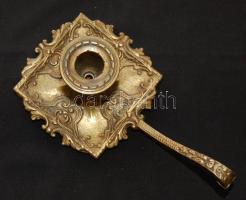 Díszes régi füles réz gyertyatartó 20x7cm