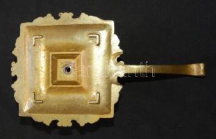 Díszes régi füles réz gyertyatartó 20x7cm