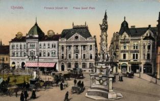 Újvidék Franz Joseph square, First hungarian insurance company, Savings Bank, shop of Kovács József