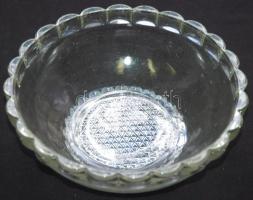 Nagy üveg tétel: tál, 2db cukorkakínáló, gyümölcsös tál