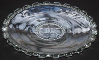 Nagy üveg tétel: tál, 2db cukorkakínáló, gyümölcsös tál