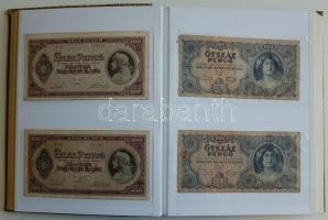 Vegyes világpénz tétel albumba rendezve, a bankjegyek 50 százaléka magyar pengők, forintok, köztük j...