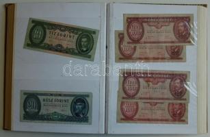 Vegyes világpénz tétel albumba rendezve, a bankjegyek 50 százaléka magyar pengők, forintok, köztük j...