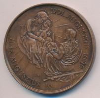 Fritz Mihály: 1991. "II. János Pál pápa Pécsett" Br emlékérem (42mm) T:1-
