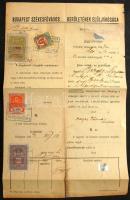 1923 Okmány okmánybélyeggel + Budapest városi okmánybélyegekkel