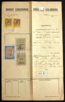 1924 Jegyzőkönyv okmánybélyegekkel + Budapest városi bélyegekkel