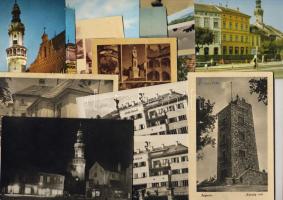 7 db színes és 9 db fekete-fehér modern, futott soproni képeslap