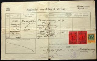 1923 Okmány okmánybélyeg + Eger városi bélyeg vegyes lerovással