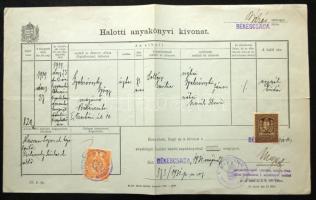1931 Okmány okmánybélyeg + Békéscsaba városi bélyeg vegyes lerovással