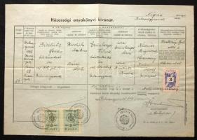 1948 Okmány okmánybélyeg + Balassagyarmat városi bélyeg vegyes lerovással