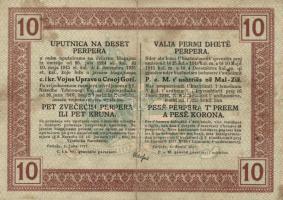 Montenegro/Osztrák-magyar Katonai Közigazgatás 1917. 10Perper = 5Münzperper = 5Kronen T:III
