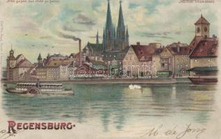 Regensburg factory, steamship, hold to light litho