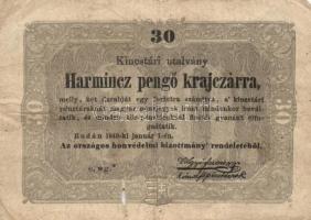 1848. 1Ft "Kossuth Bankó" T:V(hátul ragasztott) + 1849. 15Kr + 30Kr "Kincstári utalvá...