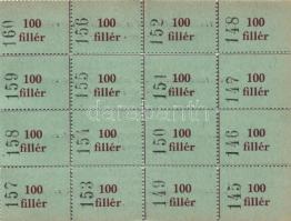 ~1916. "Honvédelmi szolgálatot teljesítő iparostársaink hozzátartozói megsegítésére" 100f (16db) 4x4-es ívben sorszámozva T:I