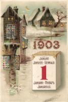 New Year card, hold to light litho