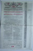 Budapest ~1925. "Belvárosi Takarékpénztár Részvénytársaság" aranyzáloglevele  10Ł értékben angol és magyar nyelven, szelvényekkel, szárazpecséttel, lyukasztással érvénytelenítve T:II-