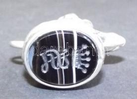 Ezüst (Ag) kutyafejes pecsétnyomó koronás monogrammal / 
Silver grip seal 2cm