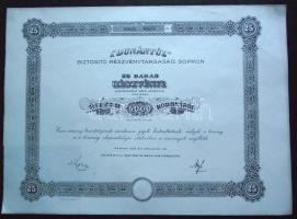 Sopron 1922. "Dunántúl Biztosító Részvénytársaság" részvénye 5000K értékben szelvényekkel, szárazpecséttel T:I-