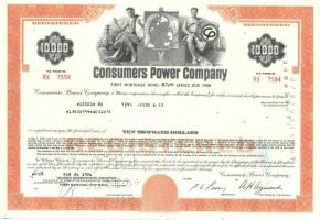 Amerikai Egyesült Államok / Michigan 1976. Consumers Power Company áramszolgáltató cég jelzálog kötv...
