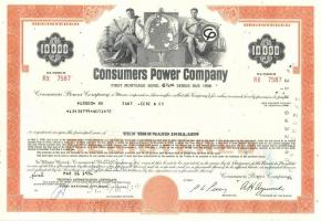 Amerikai Egyesült Államok / Michigan 1976. Consumers Power Company áramszolgáltató cég jelzálog kötv...