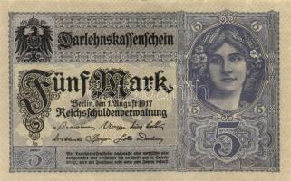 Német Birodalom/Császárság 1908. 100M + 1910. 100M + 1000M + 1917. 5M T:II,III German Empire 1908. 100 Mark + 1910. 100 Mark + 1000 Mark + 1917. 5 Mark C:XF,F