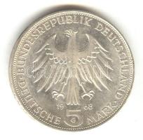 NSZK 1968G 5M Ag "Gutenberg" T:2 ph. GFR 1968G 5 Mark Ag "Gutenberg" C:XF edge error