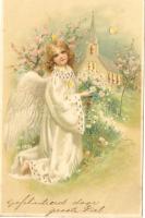 Christmas, angel, hold to light litho (fa)