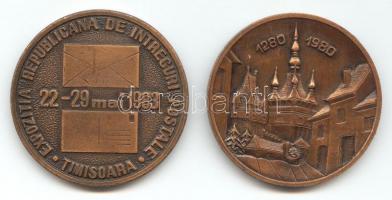 Románia 1980. "Segesvár 700 éves" Br emlékérem (50mm) + 1983. "Nemzetközi Bélyegkiáll...