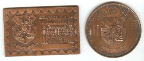 Románia 1975. "Bélyegkiállítás Konstanca" Br emlékérem (50mm) és plakett (68x43mm) T:2 Romania 1975. "Philatelic Exposition Constanta" Br medallion (50mm) and Br plaque (68x43mm) T:XF