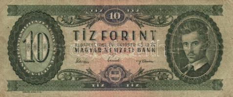 1962. 10Ft fordított hátlapi alapnyomattal "01" T:IV