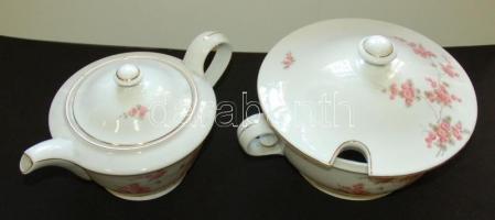 cca 1930 Komplett 6 személyes, virágmintás pajzspecsétes Zsolnay étkészlet, teás és kávés készlettel...