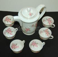 cca 1930 Komplett 6 személyes, virágmintás pajzspecsétes Zsolnay étkészlet, teás és kávés készlettel...