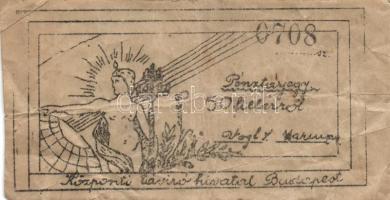 Budapest 1919-25. Központi Távíró Hivatal 50f pénztárjegy T:III