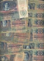 1913. 20K (16x) román körbélyegzővel + 1914. 50K (2x) + 1915. 10K (3x) román körbélyegzővel T:III,II...