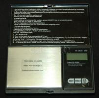 Digitális ékszerész-mérleg leírással 0,1-650gr terhelhetőség/ Digital jewellery scale with instructions, capacity 0,1-650gr
