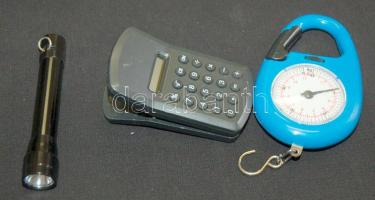 Számológép + számológép és mérleg + mini lámpa / Digital calculator + calculator and balance in one + mini lamp