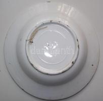 cca 1900 Kézzel festett mázas Hollóházi kerámia falitányér benyomott házas jelzéssel /
Folklore hand...