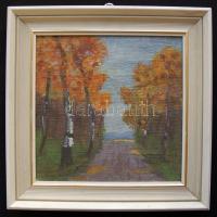 Jlezés nélkül: Őszi táj Olaj, farost 22x22 cm Keretben