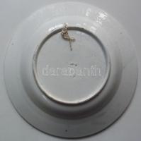 cca 1900 Kézzel festett mázas Hollóházi kerámia falitányér benyomott házas jelzéssel /
Folklore hand...